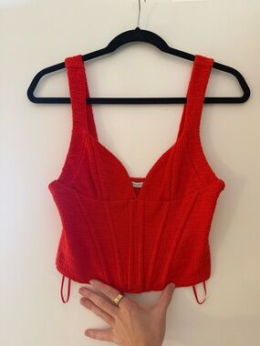 Zara Bright Red Textured Bustier Tank